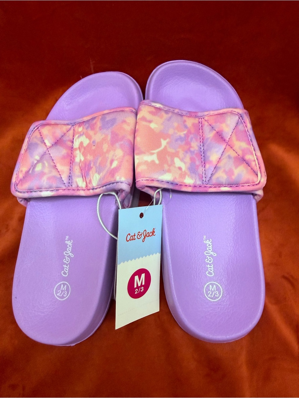 Cat & Jack Purple Slides with Pink Tie-Dye Strap
